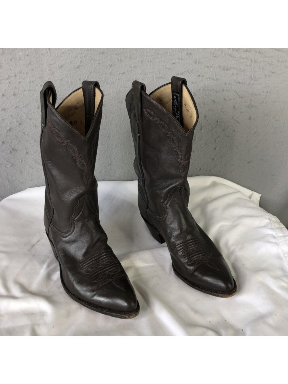 Larry Mahan Boots Womens Size 8.5 Brown Leather Western Pointed Toe LML9364